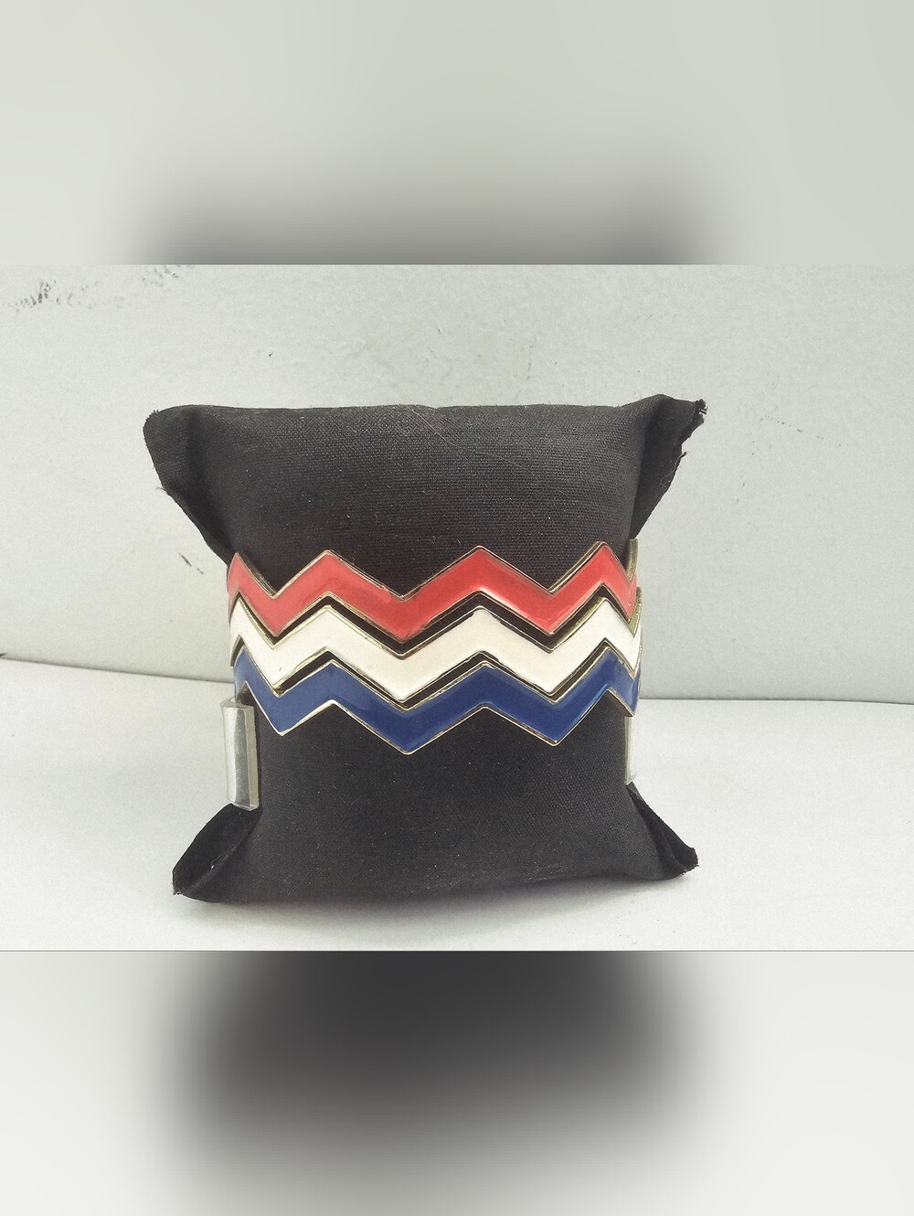 Tri-Color Chevron Enamel Bracelet Stack in Red, White & Blue